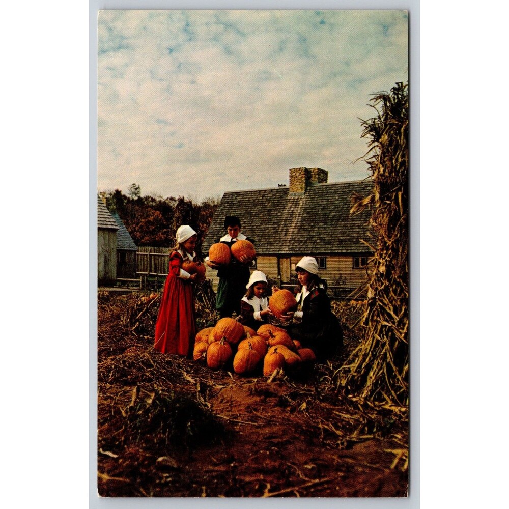 Postcard Massachusetts Plymouth Pilgrim Village Plimoth Plantation Thanksgiving